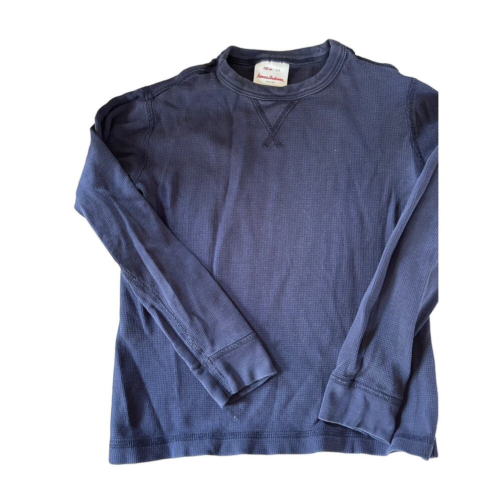 Hanna Andersson Navy Blue Waffle Shirt  size 130